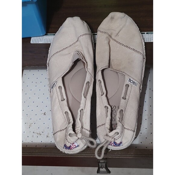 Bobs Skechers Canvas Slip On Shoes sz 9 Memory Foam Loafer women's - Picture 1 of 7